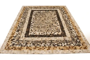 Multicolored Cowhide 8X10 Modern Leather Rug