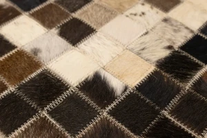 Multicolored Cowhide 5X8 Modern Leather Rug