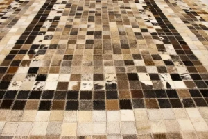 Multicolored Cowhide 5X8 Modern Leather Rug