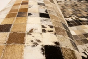 Multicolored Cowhide 5X8 Modern Leather Rug