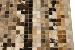 Multicolored Cowhide 5X8 Modern Leather Rug