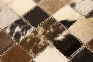 Multicolored Cowhide 6X6 Modern Leather Square Rug