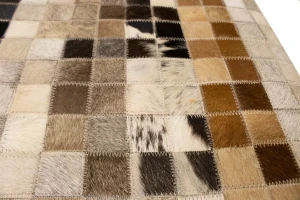 Multicolored Cowhide 6X6 Modern Leather Square Rug