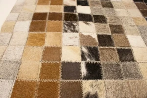 Multicolored Cowhide 6X6 Modern Leather Square Rug