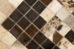 Multicolored Cowhide 6X6 Modern Leather Square Rug