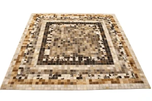 Multicolored Cowhide 6X6 Modern Leather Square Rug