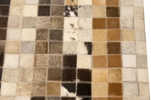Multicolored Cowhide 6X6 Modern Leather Square Rug