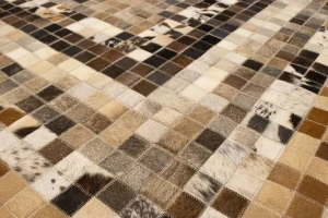 Multicolored Cowhide 6X6 Modern Leather Square Rug