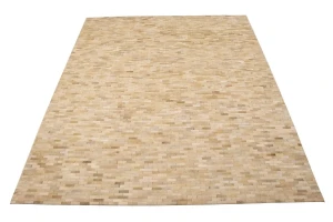 Beige Cream Cowhide 8X10 Modern Leather Rug