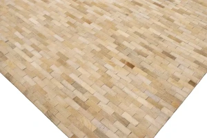 Beige Cream Cowhide 8X10 Modern Leather Rug