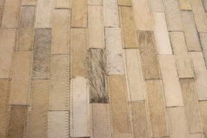 Beige Cream Cowhide 8X10 Modern Leather Rug