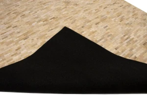 Beige Cream Cowhide 8X10 Modern Leather Rug