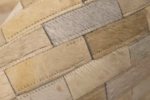 Beige Cream Cowhide 8X10 Modern Leather Rug