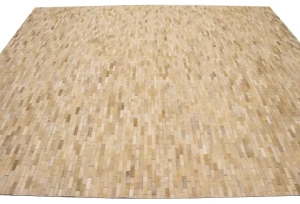 Beige Cream Cowhide 8X10 Modern Leather Rug