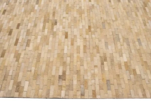 Beige Cream Cowhide 8X10 Modern Leather Rug