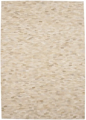 Beige Cream Cowhide 7X10 Modern Leather Rug