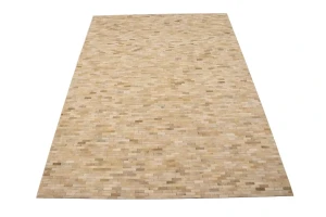 Beige Cream Cowhide 7X10 Modern Leather Rug