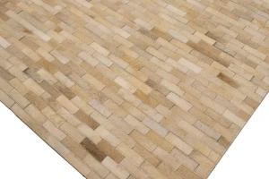 Beige Cream Cowhide 7X10 Modern Leather Rug