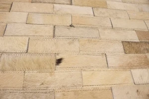 Beige Cream Cowhide 7X10 Modern Leather Rug