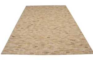 Beige Cream Cowhide 7X10 Modern Leather Rug