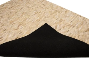 Beige Cream Cowhide 7X10 Modern Leather Rug