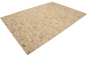 Beige Cream Cowhide 7X10 Modern Leather Rug