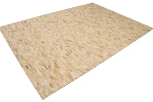 Beige Cream Cowhide 7X10 Modern Leather Rug