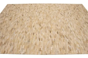 Beige Cream Cowhide 7X10 Modern Leather Rug