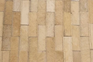 Beige Cream Cowhide 7X10 Modern Leather Rug