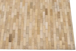 Beige Cream Cowhide 7X10 Modern Leather Rug
