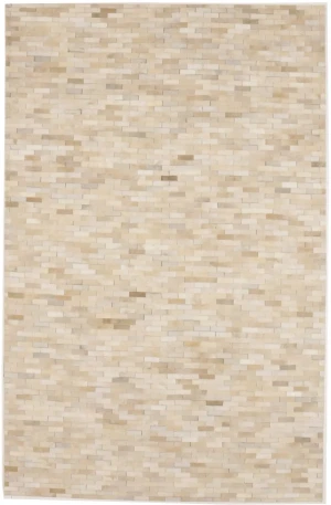 Beige Cream Cowhide 5X8 Modern Leather Rug