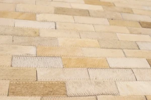 Beige Cream Cowhide 5X8 Modern Leather Rug