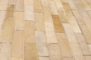 Beige Cream Cowhide 5X8 Modern Leather Rug