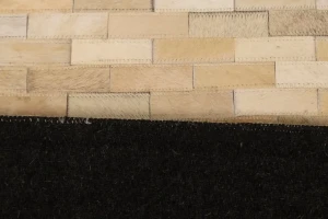 Beige Cream Cowhide 5X8 Modern Leather Rug