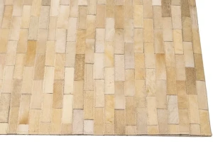 Beige Cream Cowhide 5X8 Modern Leather Rug