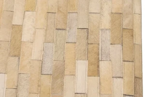 Beige Cream Cowhide 5X8 Modern Leather Rug
