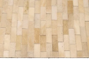 Beige Cream Cowhide 5X8 Modern Leather Rug
