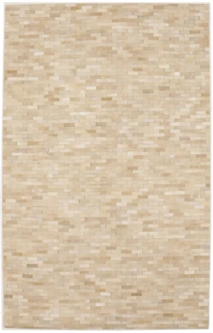 Beige Cowhide 5X8 Modern Leather Rug