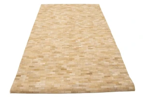 Beige Cowhide 5X8 Modern Leather Rug
