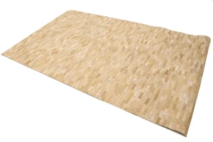 Beige Cowhide 5X8 Modern Leather Rug