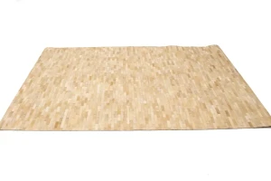 Beige Cowhide 5X8 Modern Leather Rug