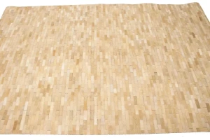 Beige Cowhide 5X8 Modern Leather Rug