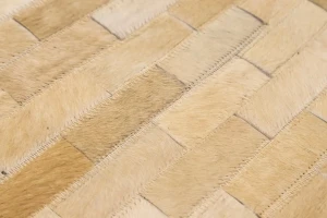 Beige Cowhide 5X8 Modern Leather Rug