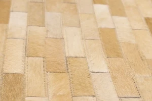 Beige Cowhide 5X8 Modern Leather Rug