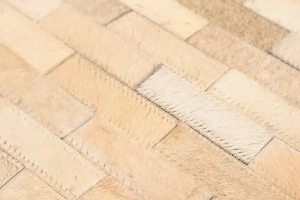 Beige Cowhide 4X6 Modern Leather Rug