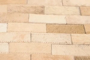 Beige Cowhide 4X6 Modern Leather Rug