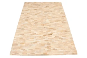 Beige Cowhide 4X6 Modern Leather Rug