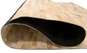 Beige Cowhide 4X6 Modern Leather Rug