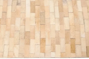 Beige Cowhide 4X6 Modern Leather Rug