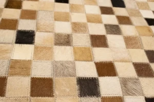 Multicolored Cowhide 4X6 Modern Leather Rug
